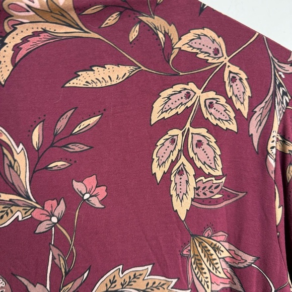 Reitman's Mock Neck Burgundy Leaf Print Size XXL NWT - Picture 3 of 5